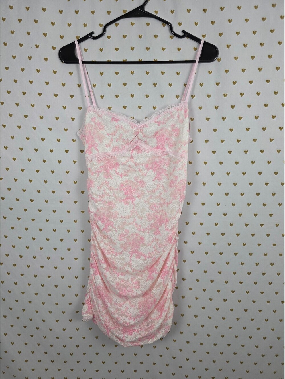 Victoria's Secret PINK x LoveShackFancy Lace Slip Dress M Pink Floral Ruched